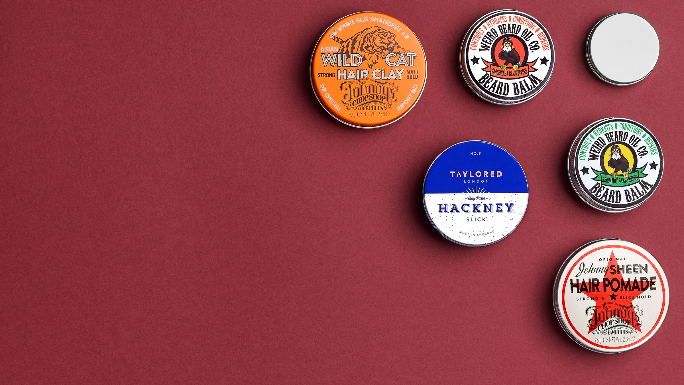 Metal packaging on a red background.