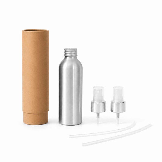 Flaskor med skruvlock i aluminium med pump eller spraylock